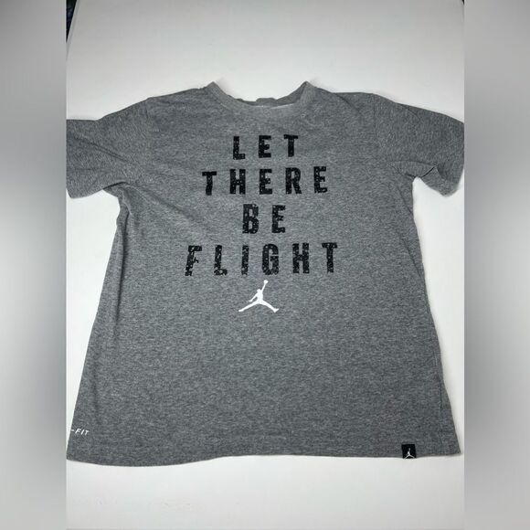 Kids Nike Air Jordan DRI-FIT T-Shirt Size XL  Gray Black LET THERE BE FLIGHT - Picture 3 of 9